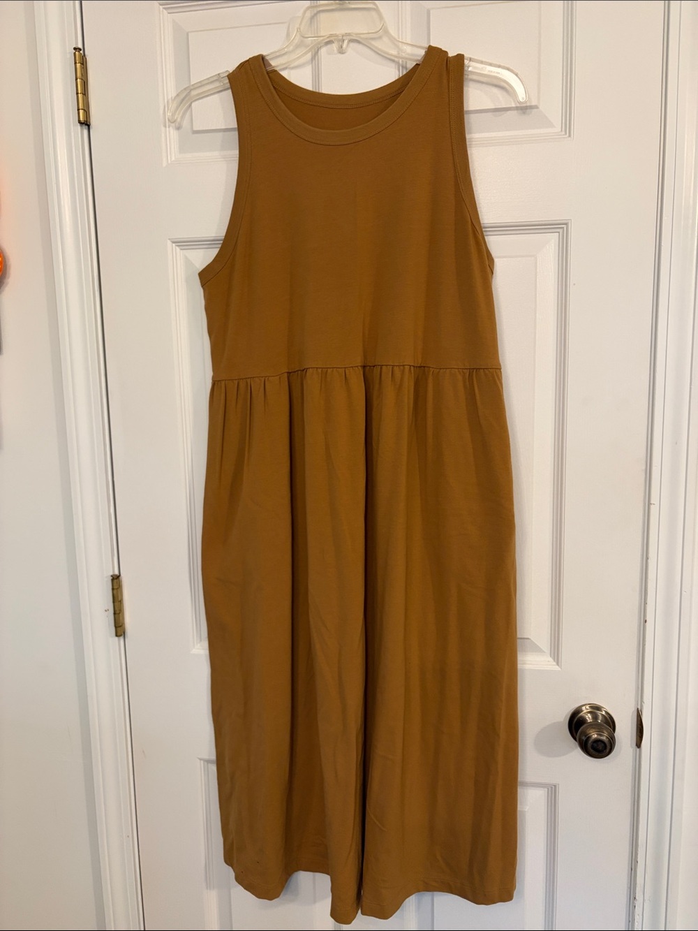 Sleeveless Midi Dress in Mustard with pockets